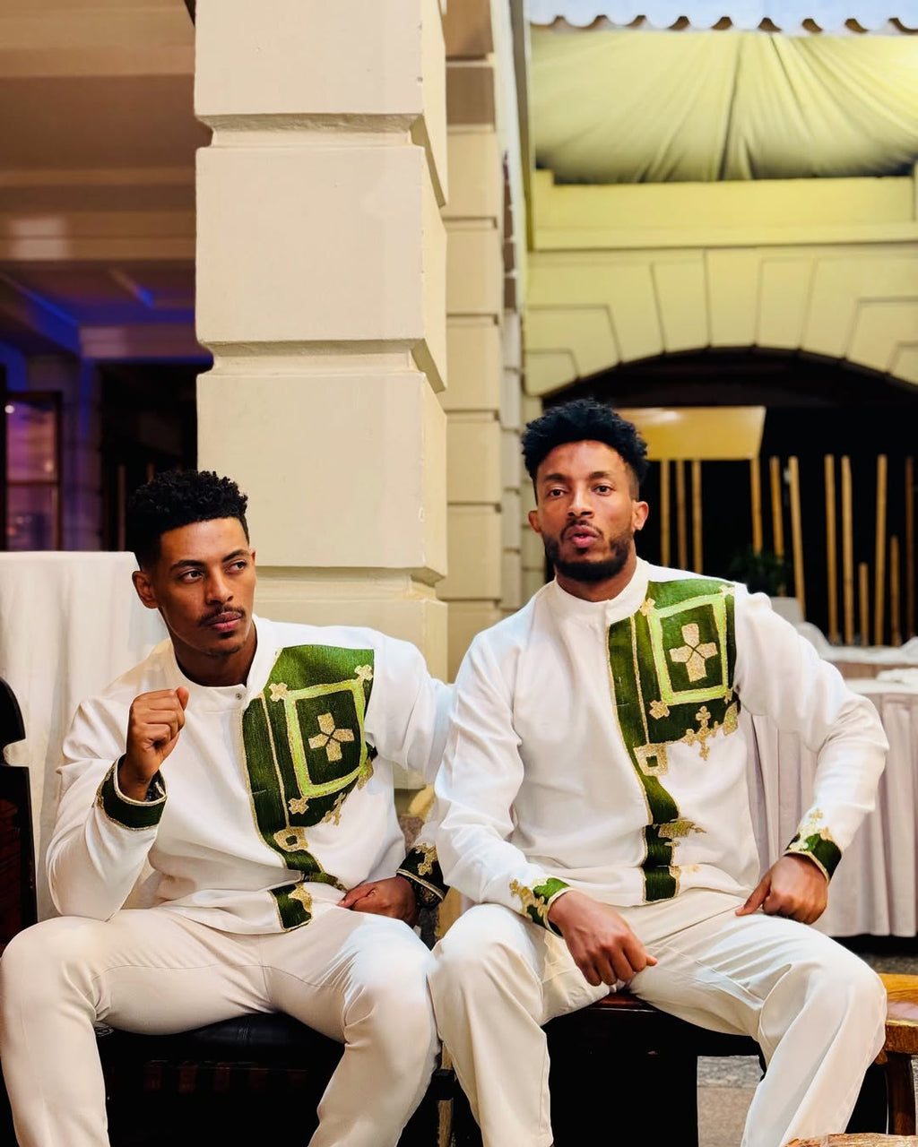 Luxury Green & Yellow Habesha Men’s Shirt | Modern Ethiopian Wear