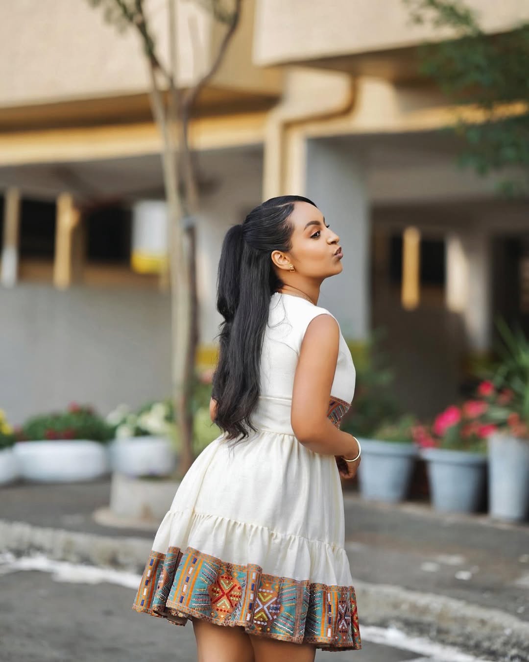 Short Modern Habesha Kemis | Luxury Ethiopian Dress for Women