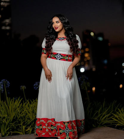 Reddish Habesha Couple Outfit | Modern Ethiopian Matching Set