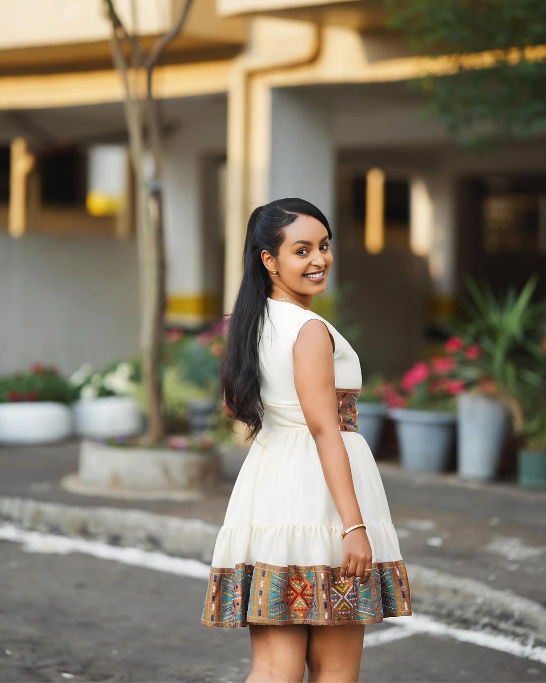 Short Modern Habesha Kemis | Luxury Ethiopian Dress for Women