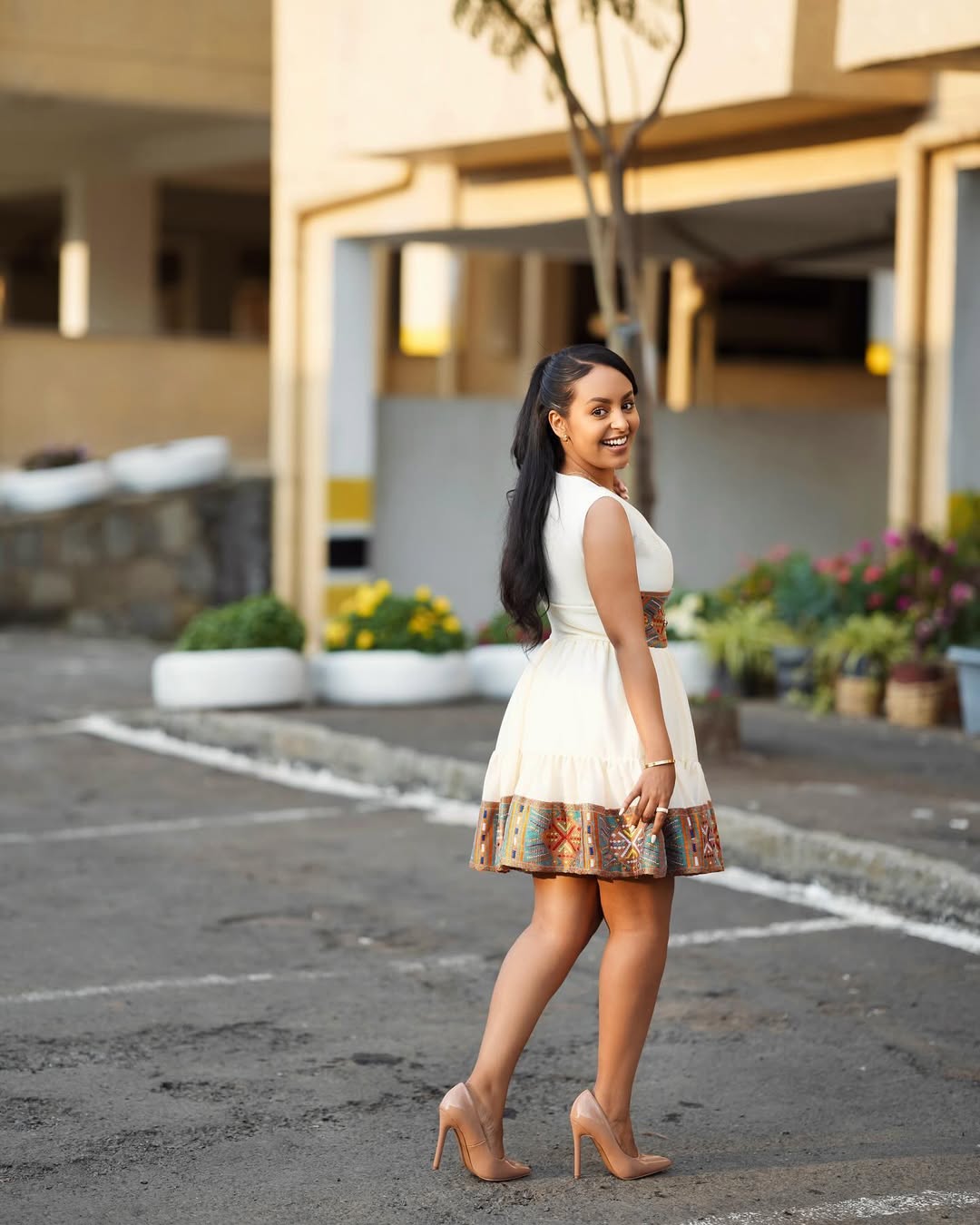 Short Modern Habesha Kemis | Luxury Ethiopian Dress for Women
