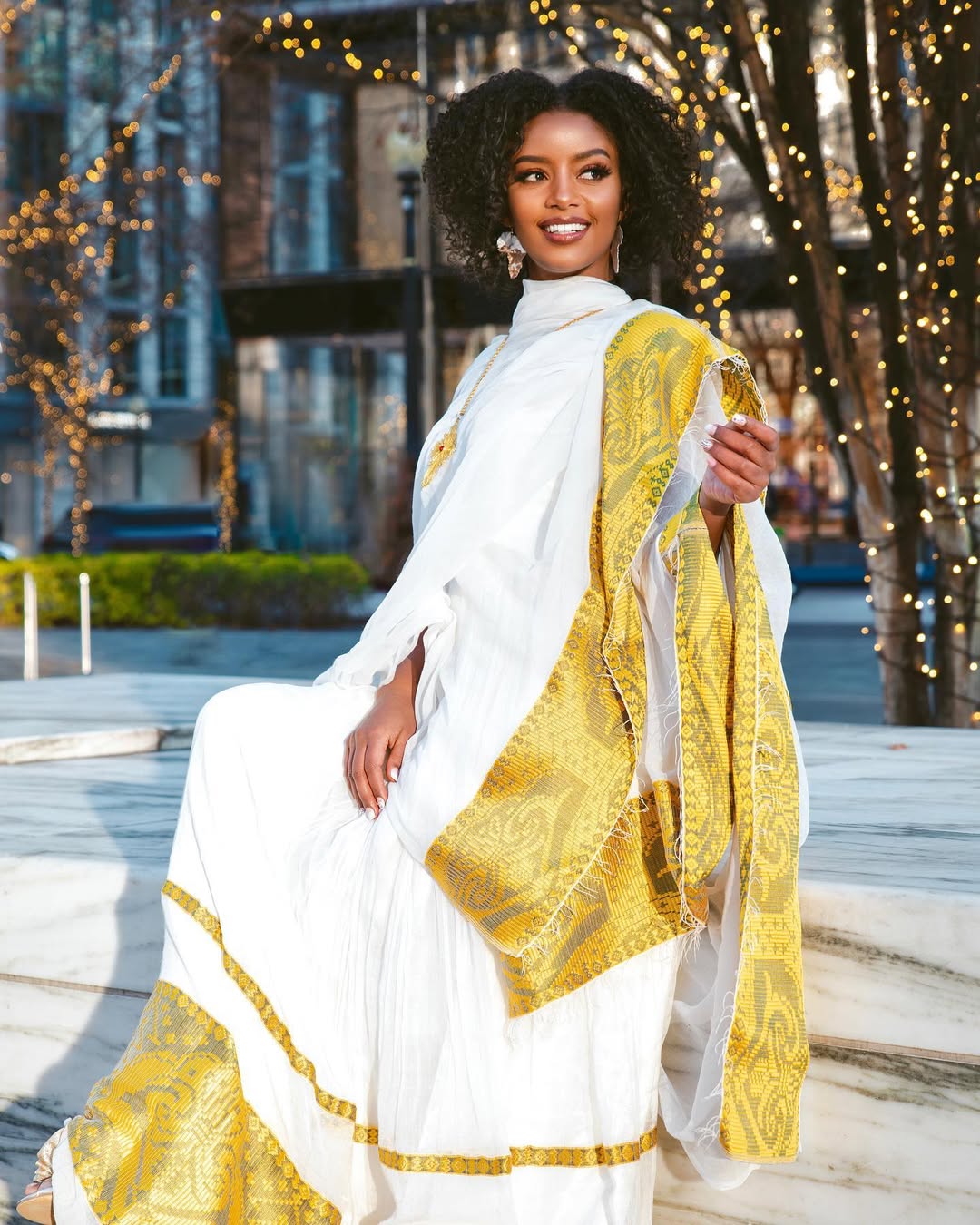 Yellow Zuria Tibeb Habesha Kemis | Ethiopian Cultural Dress