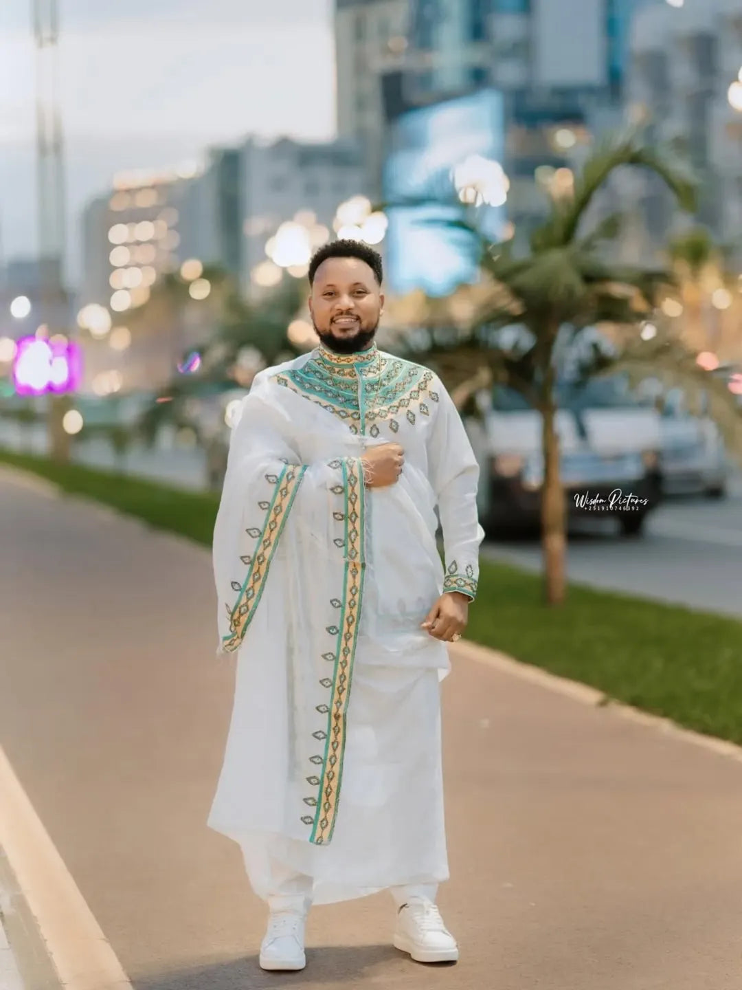 Luxury Green Habesha Men’s Shirt | Modern Ethiopian Traditional Wear