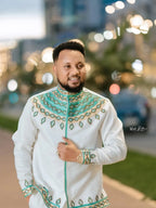 Luxury Green Habesha Men’s Shirt | Modern Ethiopian Traditional Wear