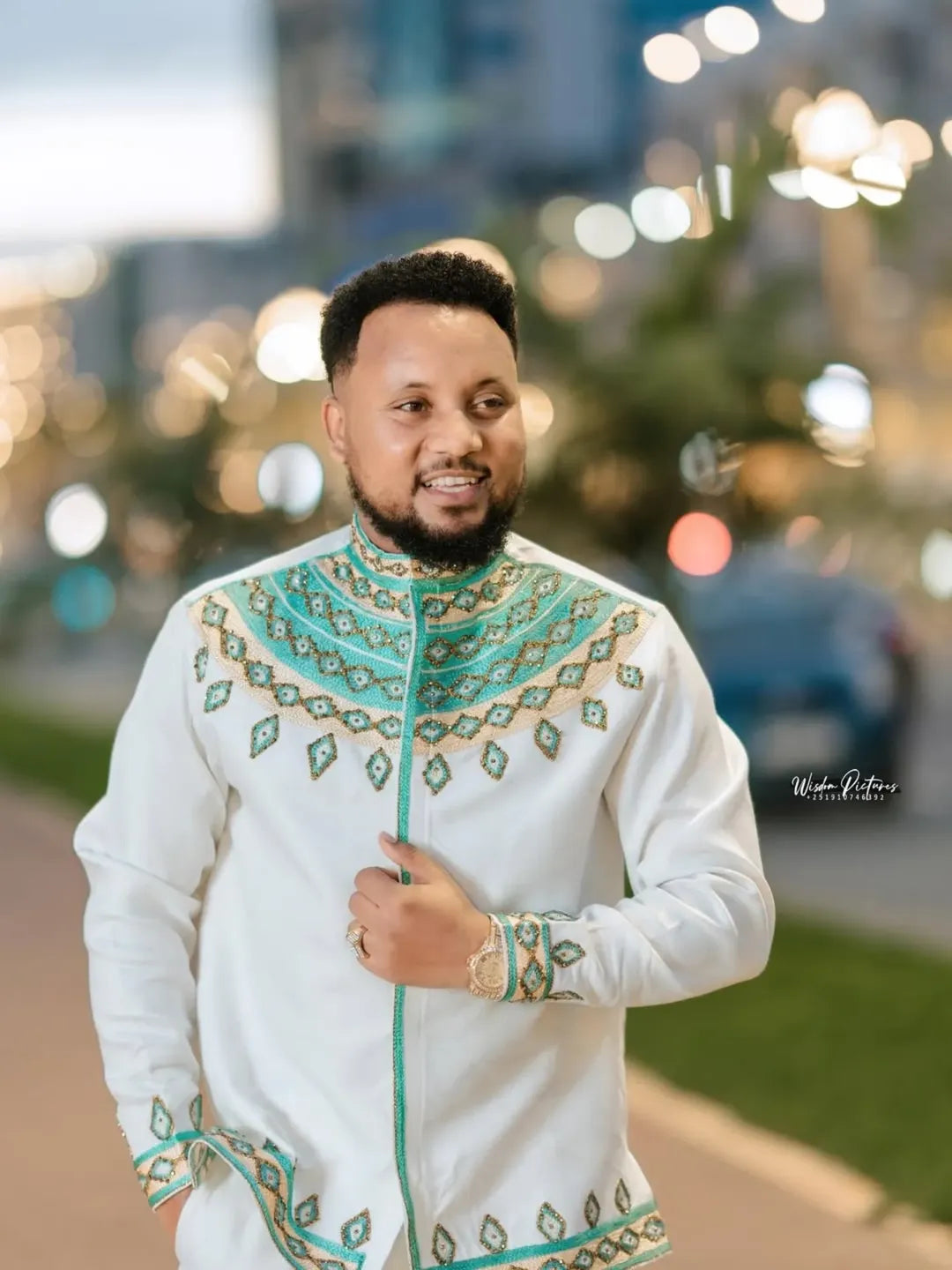 Luxury Green Habesha Men’s Shirt | Modern Ethiopian Traditional Wear