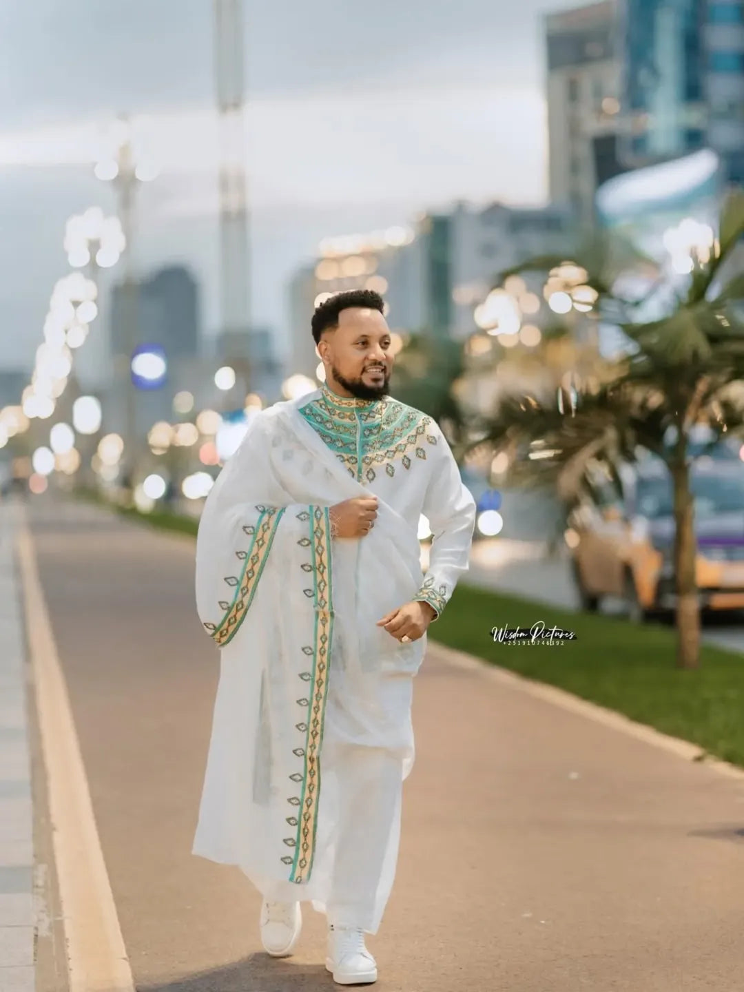Luxury Green Habesha Men’s Shirt | Modern Ethiopian Traditional Wear
