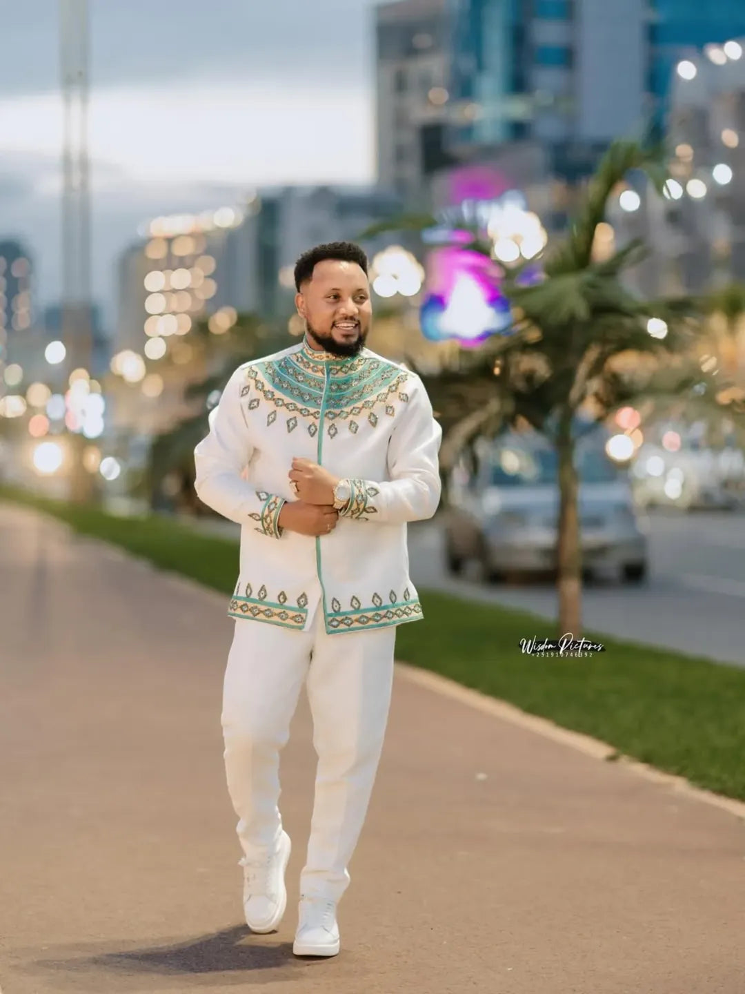 Luxury Green Habesha Men’s Shirt | Modern Ethiopian Traditional Wear