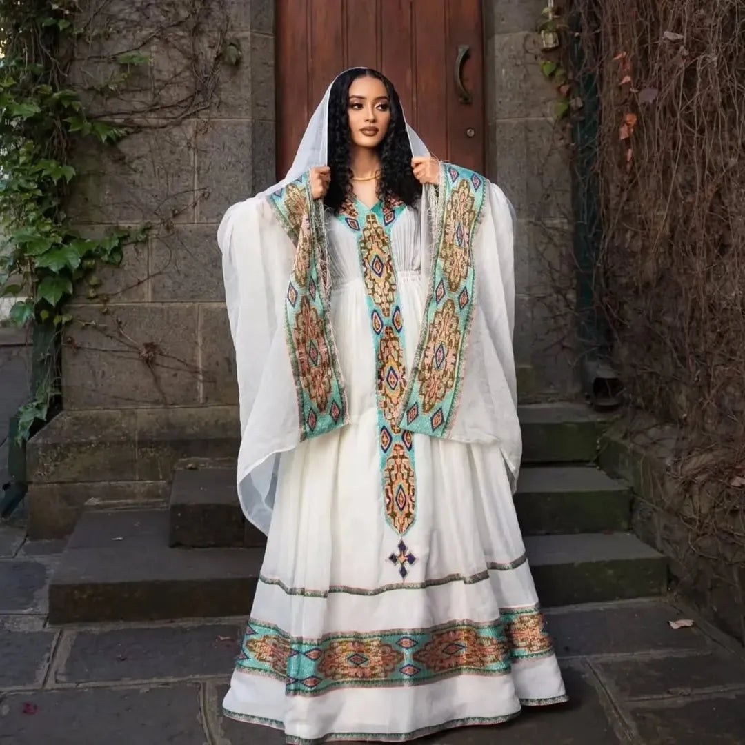 Ethiopian Cultural Dress | Zuria Tibeb Habesha Kemis Handmade