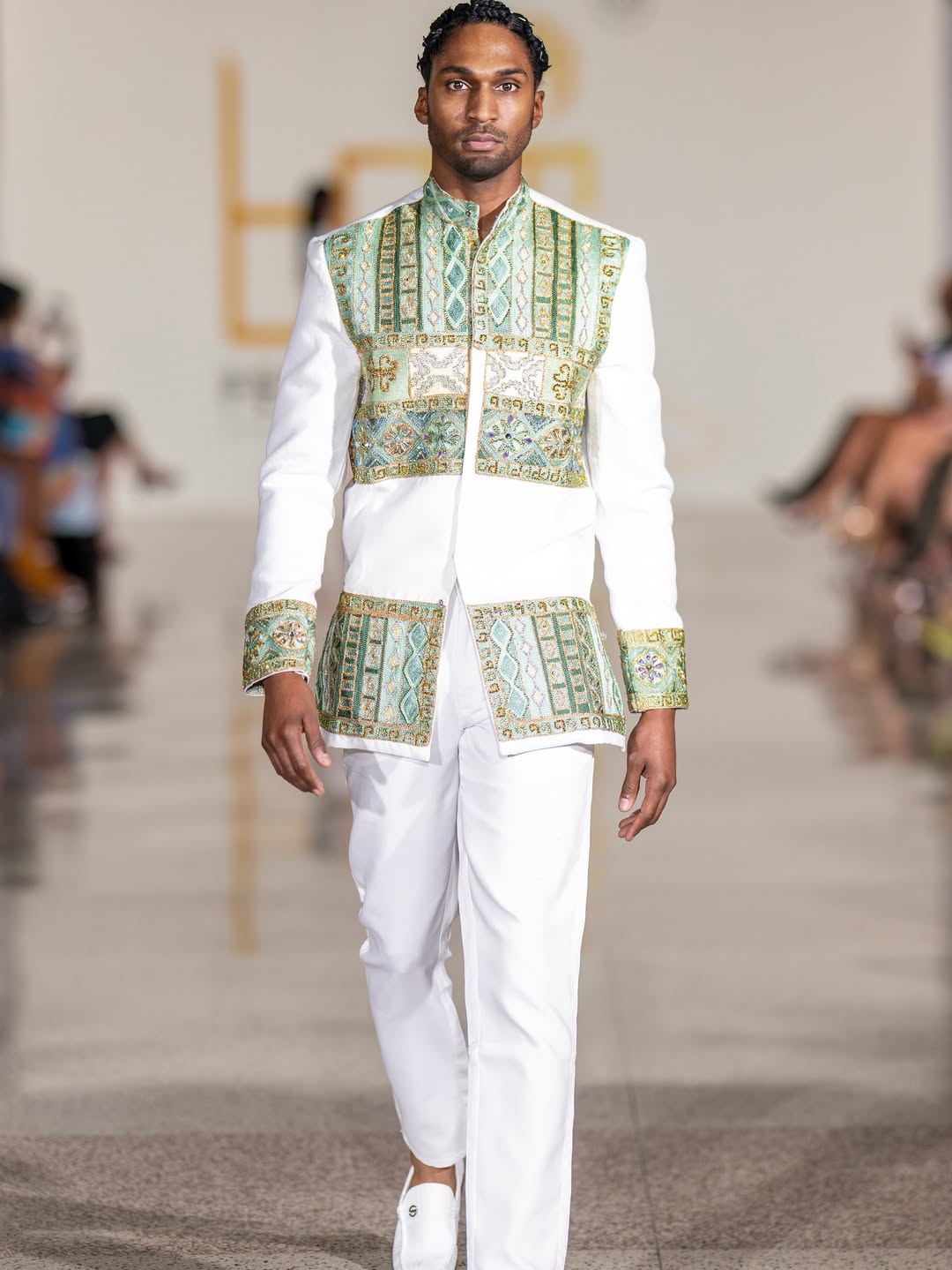 Luxury Green Geometric Habesha Men’s Shirt | Modern Ethiopian Traditional Shirt