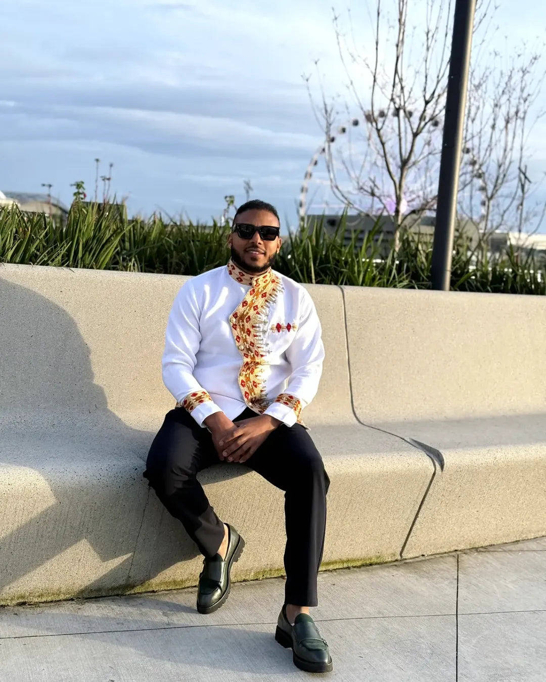 Red & Gold Habesha Men’s Shirt |Modern Ethiopian Traditional Wear ethgebya gebeya habesha usa