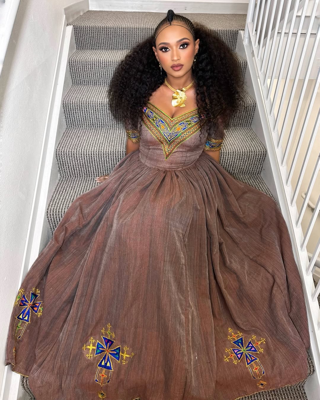 Rose Gold Zuria Habesha Kemis | New Handmade Ethiopian Dress