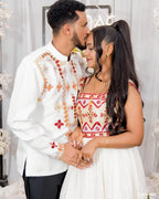Luxury Red Habesha Couples Matching | Wedding Ethiopian Outfits