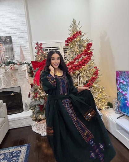 Dark Purple Modern Zuria Kemis Elegant Ethiopian Traditional Dress ethgebya gebeya habesha kemis usa canada