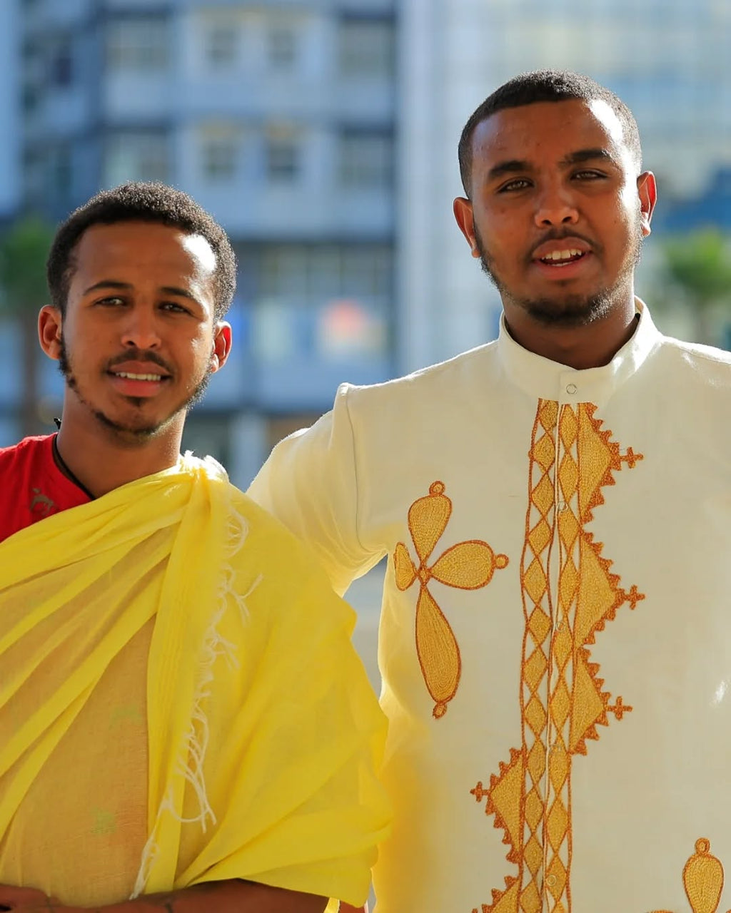 Gold Habesha Men’s Shirt | Modern Ethiopian Traditional Wear
