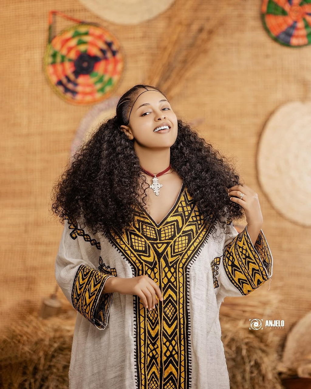 Gondar Fetil Yellow Tibeb Dress | Lightweight Modern Habesha Kemis