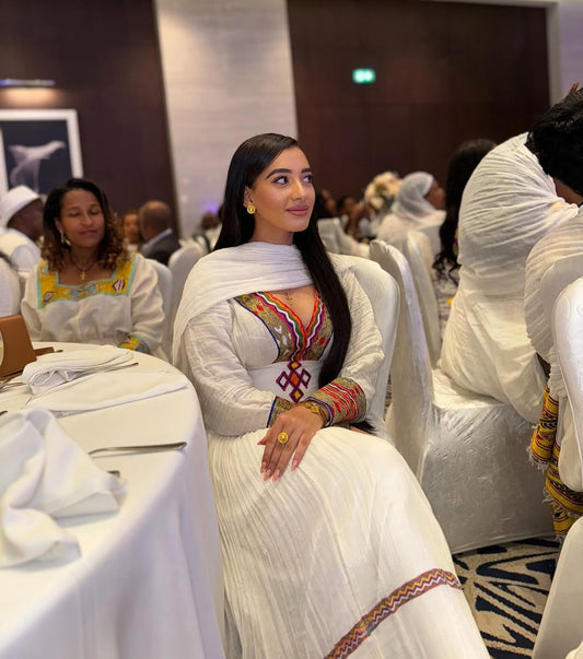 Elegant Handmade Habesha Kemis | Modern Ethiopian Traditional Dress