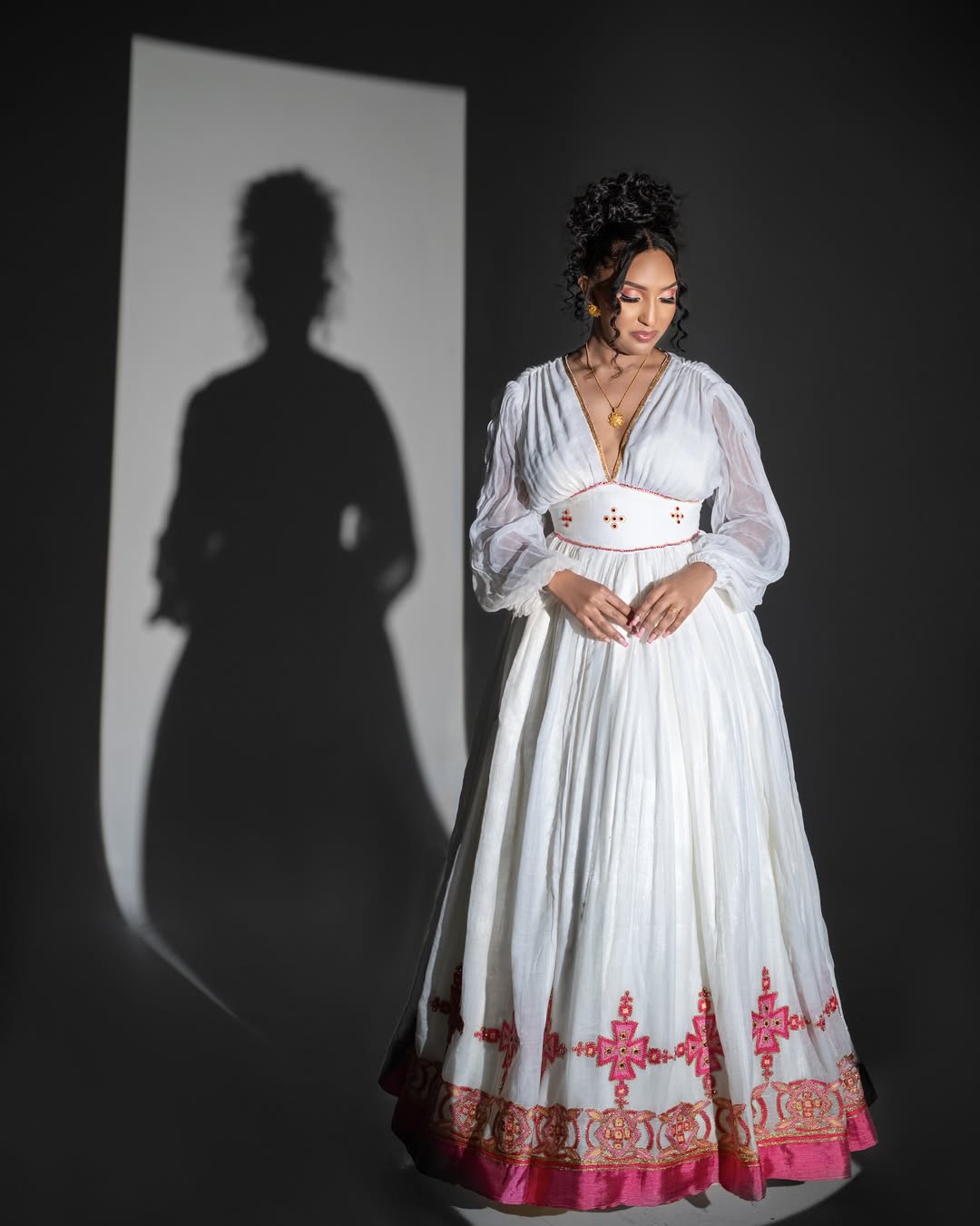 Handmade Pink Habesha Dress | Modern Ethiopian Wedding Attire