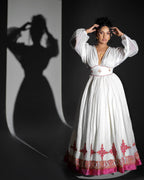 Handmade Pink Habesha Dress | Modern Ethiopian Wedding Attire