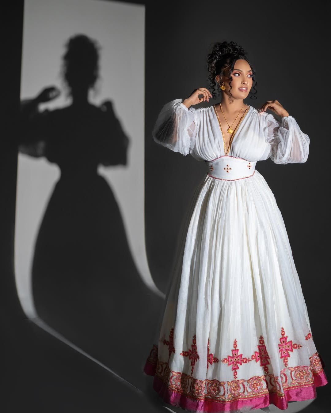 Handmade Pink Habesha Dress | Modern Ethiopian Wedding Attire