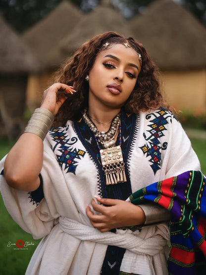Gondar Habesha Kemis | Elegant Ethiopian Dress with Beautiful Tibeb