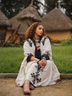 Gondar Habesha Kemis | Elegant Ethiopian Dress with Beautiful Tibeb
