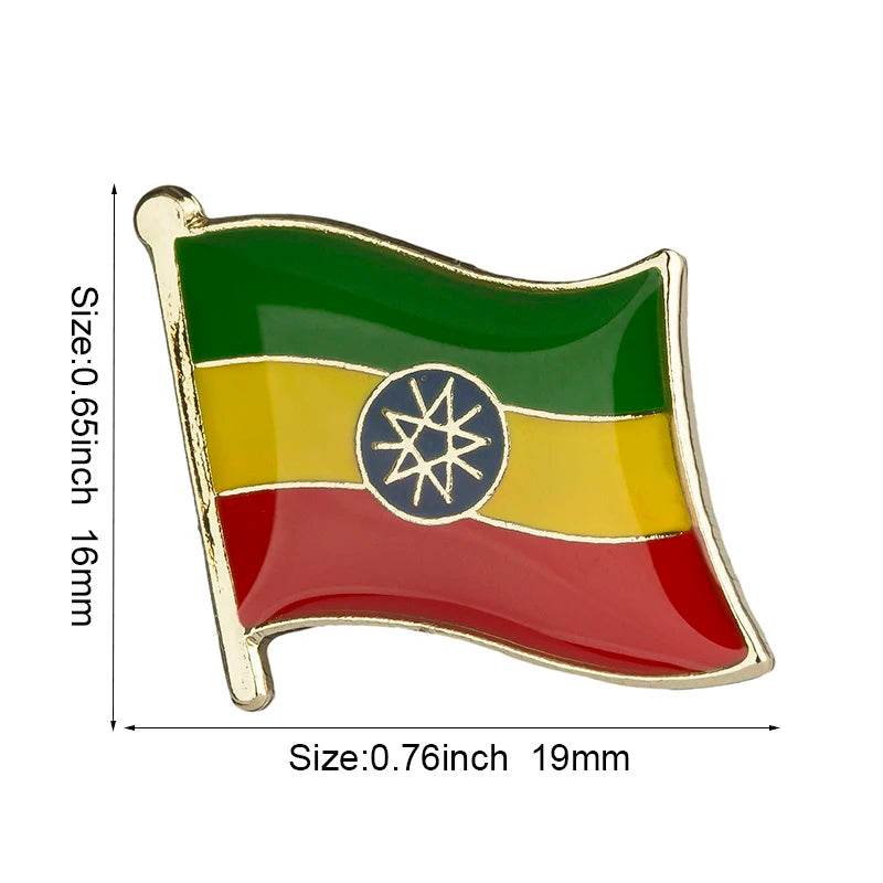 Ethiopia Flag Badge Brooch Natinal Lapel Pins Flag Lapel Pins Country Flag Badge - EthGebya