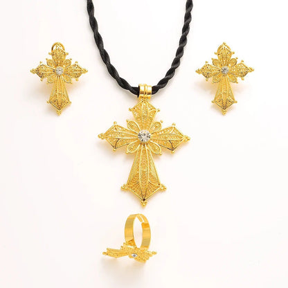 Ethiopian Cross Jewelry Set | Necklaces, Earrings, Rings & Bangle - EthGebya