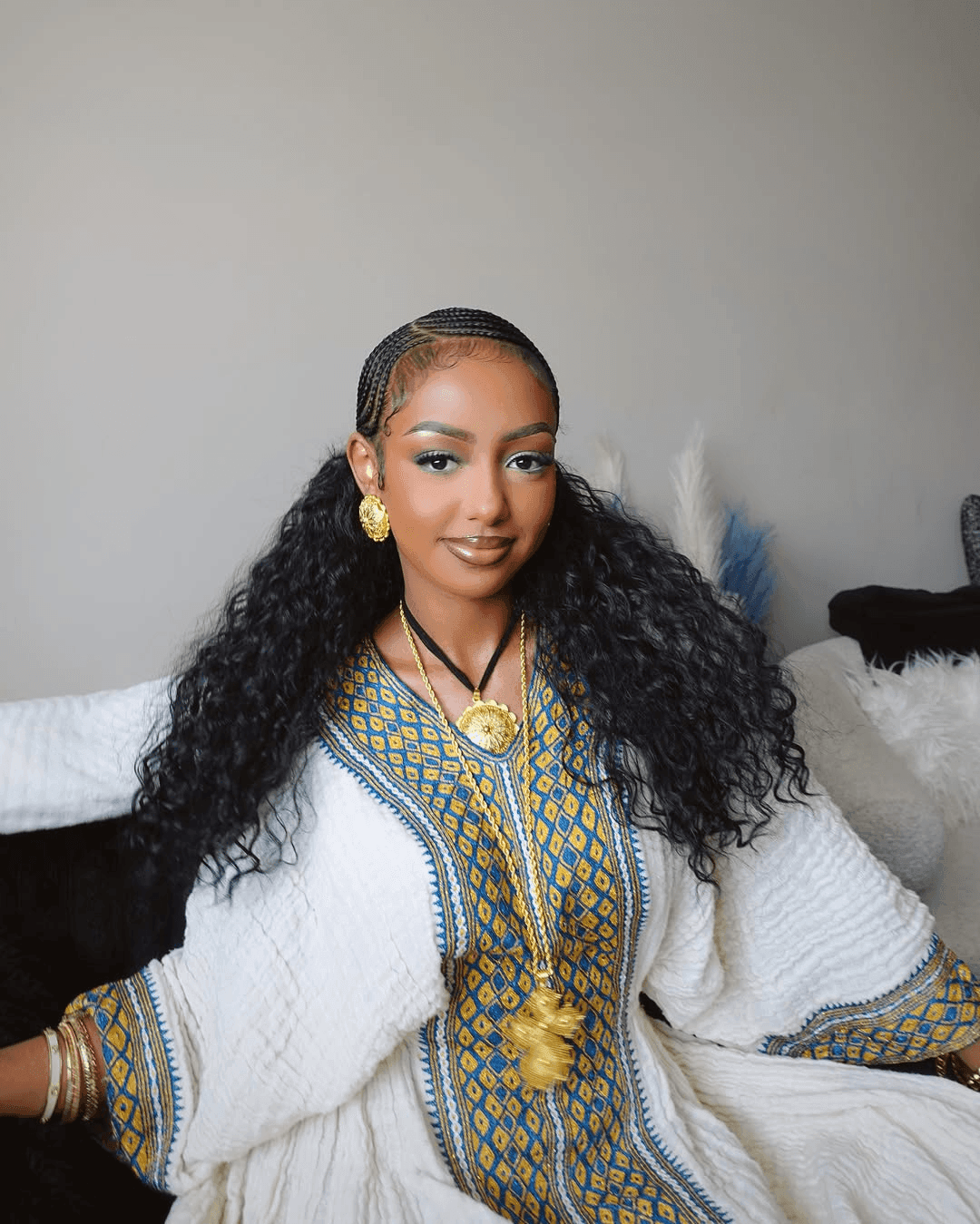 Ethiopian Cultural Dress, Fetil Habesha Dress - የአክሱም ፈትል ቀሚስ - EthGebya