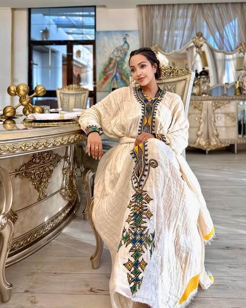 Ethiopian Cultural Dress Fetil Habesha Dress - የአክሱም ፈትል ቀሚስ - EthGebya