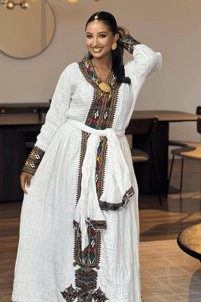 Ethiopian Cultural Dress Fetil Habesha Dress - የአክሱም ፈትል ቀሚስ - EthGebya