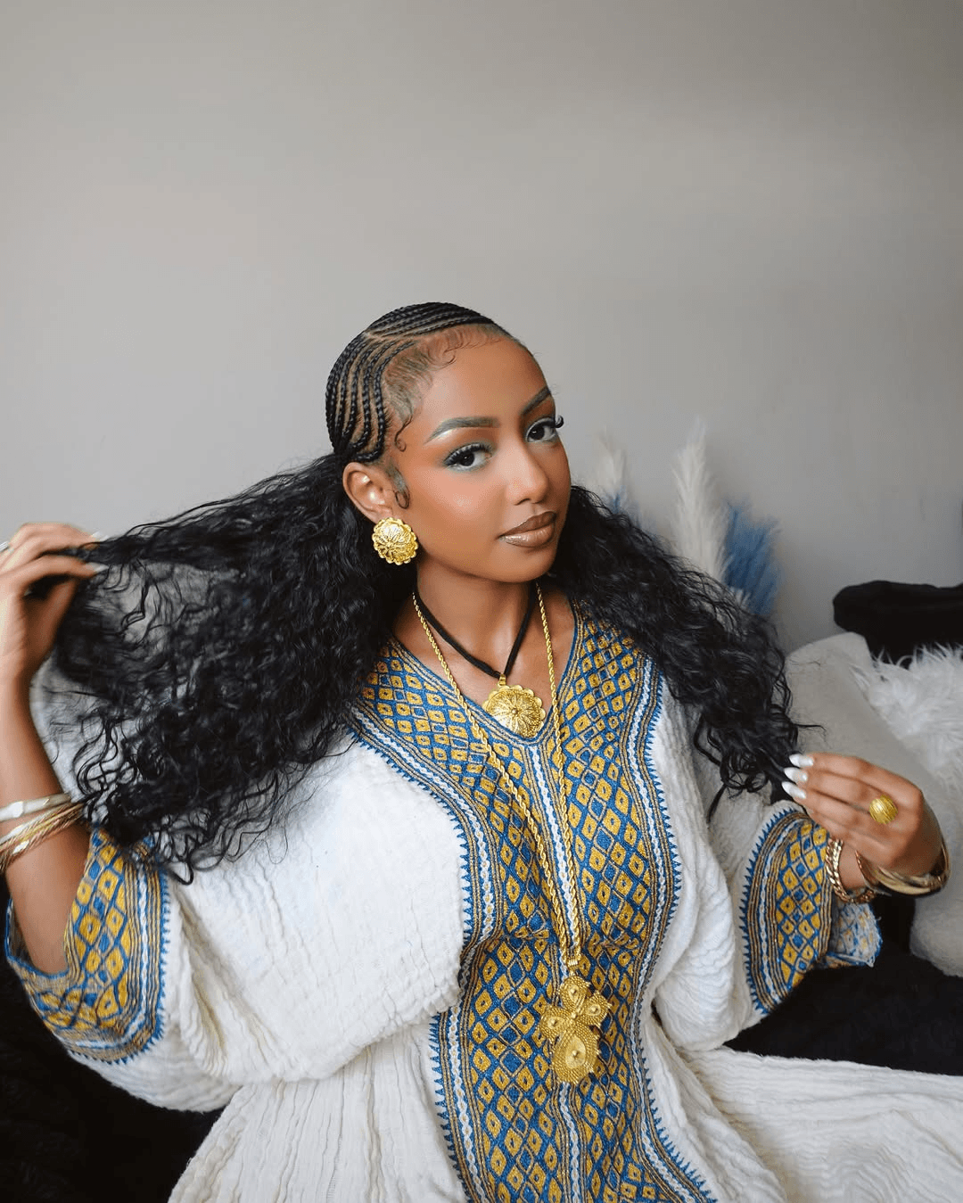 Ethiopian Cultural Dress, Fetil Habesha Dress - የአክሱም ፈትል ቀሚስ - EthGebya