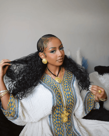 Ethiopian Cultural Dress, Fetil Habesha Dress - የአክሱም ፈትል ቀሚስ - EthGebya