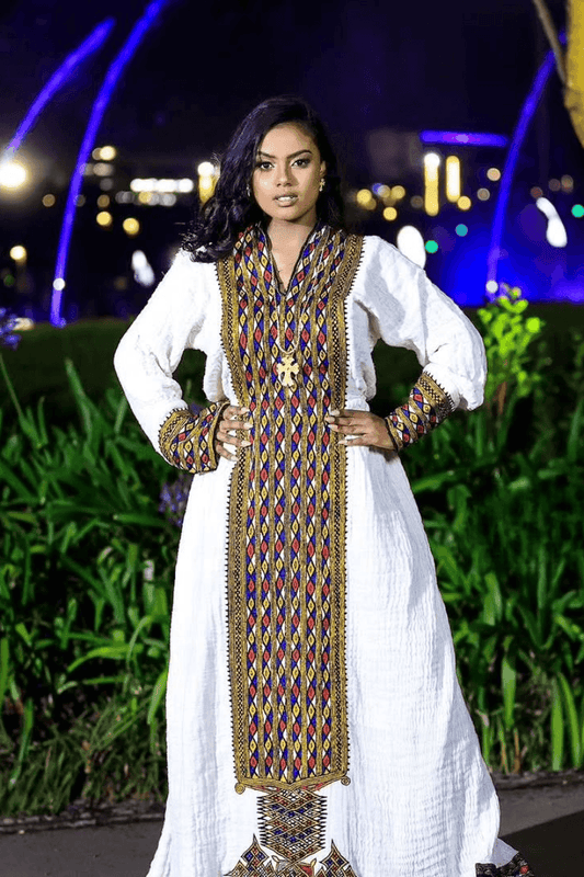 Ethiopian Cultural Dress Fetil Habesha Dress - የአክሱም ፈትል ቀሚስ - EthGebya