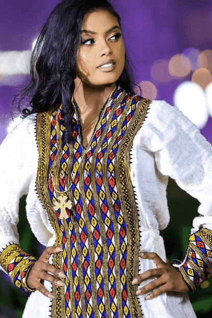 Ethiopian Cultural Dress Fetil Habesha Dress - የአክሱም ፈትል ቀሚስ - EthGebya