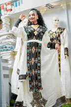 Ethiopian Cultural Dress Fetil Habesha Dress - የአክሱም ፈትል ቀሚስ - EthGebya