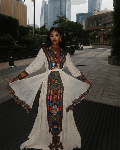 Ethiopian Cultural Dress Fetil Habesha Dress - የአክሱም ፈትል ቀሚስ - EthGebya