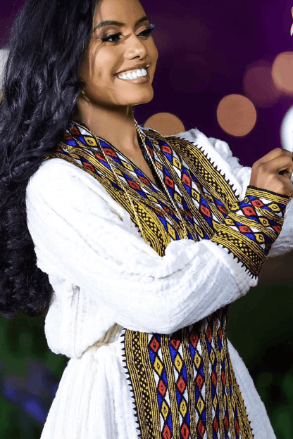 Ethiopian Cultural Dress Fetil Habesha Dress - የአክሱም ፈትል ቀሚስ - EthGebya