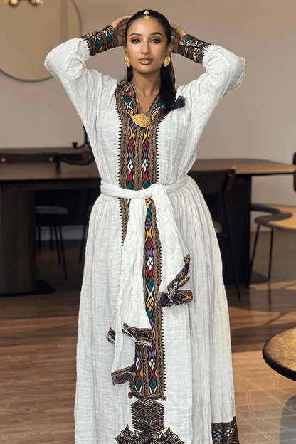 Ethiopian Cultural Dress Fetil Habesha Dress - የአክሱም ፈትል ቀሚስ - EthGebya
