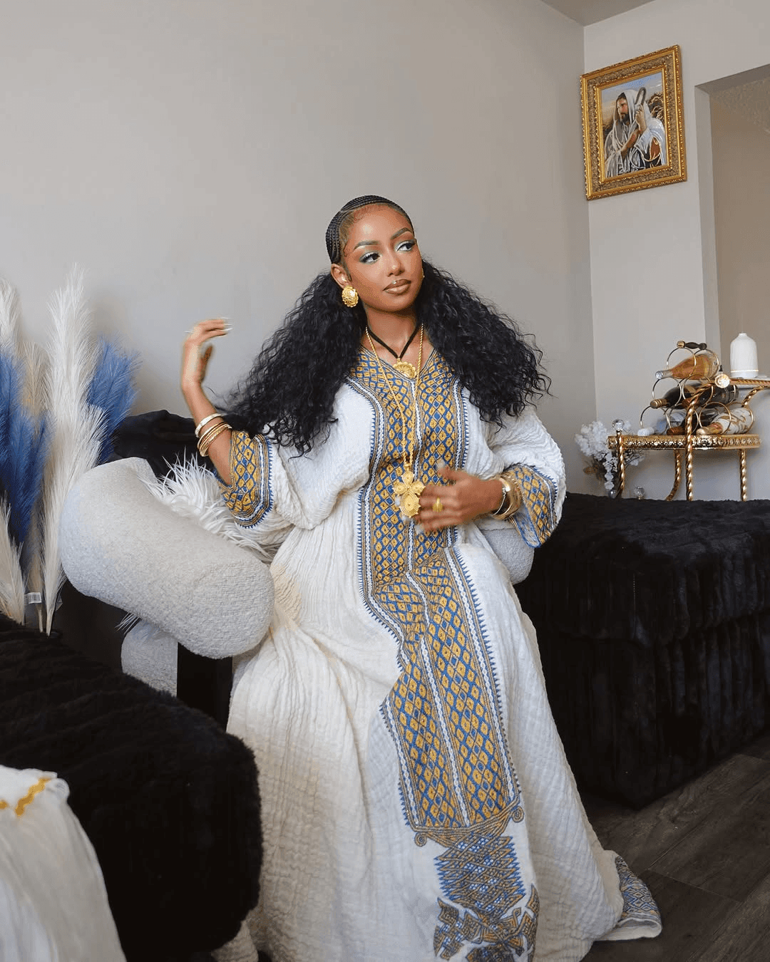 Ethiopian Cultural Dress, Fetil Habesha Dress - የአክሱም ፈትል ቀሚስ - EthGebya