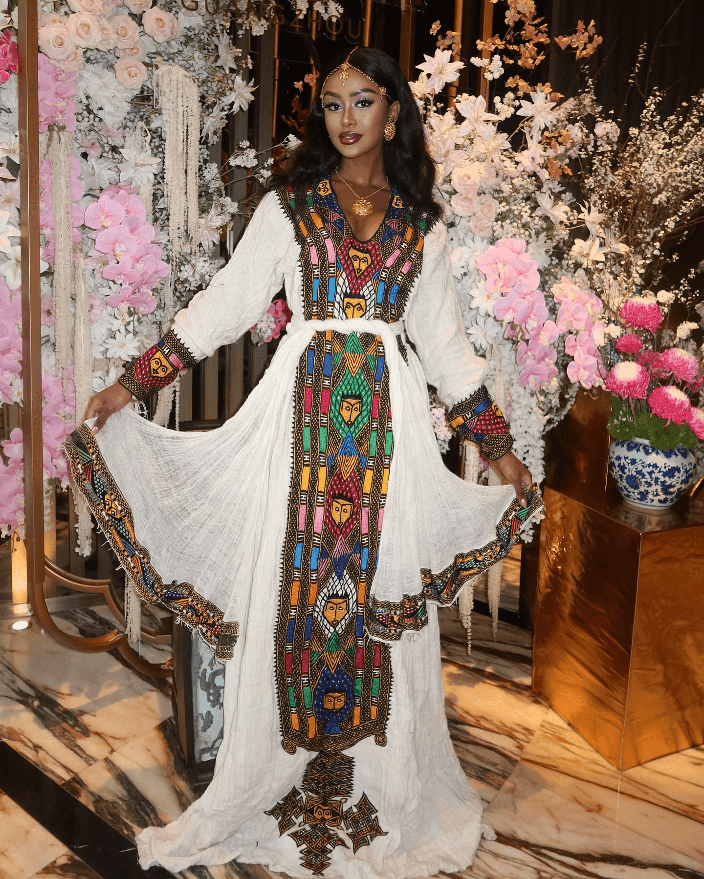 Ethiopian Cultural Dress Fetil Habesha Dress - የአክሱም ፈትል ቀሚስ - EthGebya