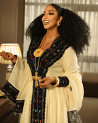 Ethiopian Cultural Dress Fetil Habesha Dress - የአክሱም ፈትል ቀሚስ - EthGebya