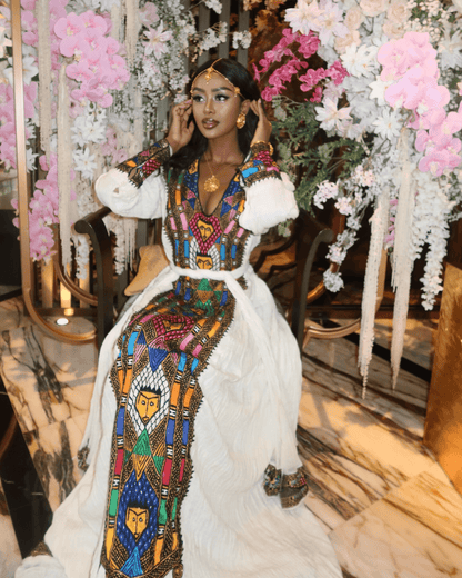 Ethiopian Cultural Dress Fetil Habesha Dress - የአክሱም ፈትል ቀሚስ - EthGebya