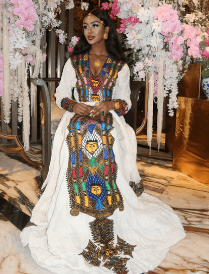 Ethiopian Cultural Dress Fetil Habesha Dress - የአክሱም ፈትል ቀሚስ - EthGebya