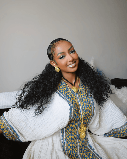 Ethiopian Cultural Dress, Fetil Habesha Dress - የአክሱም ፈትል ቀሚስ - EthGebya