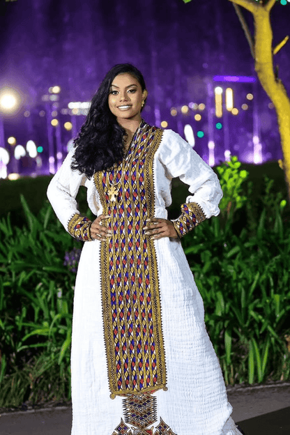 Ethiopian Cultural Dress Fetil Habesha Dress - የአክሱም ፈትል ቀሚስ - EthGebya