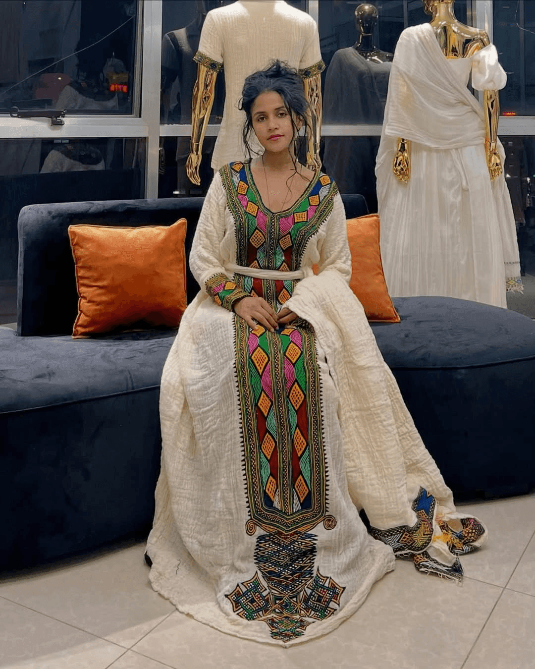 Ethiopian Cultural Dress Fetil Habesha Dress - የአክሱም ፈትል ቀሚስ \ - EthGebya