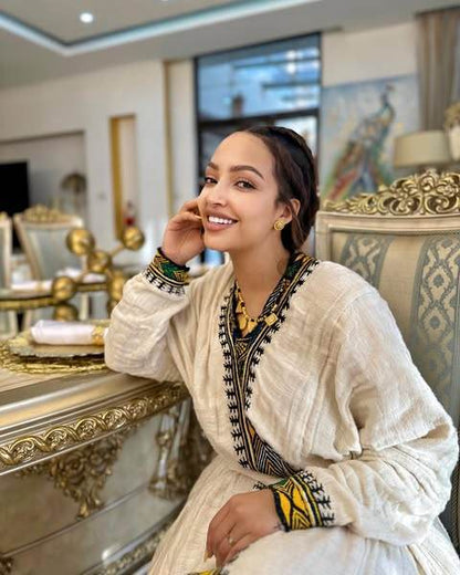 Ethiopian Cultural Dress Fetil Habesha Dress - የአክሱም ፈትል ቀሚስ - EthGebya