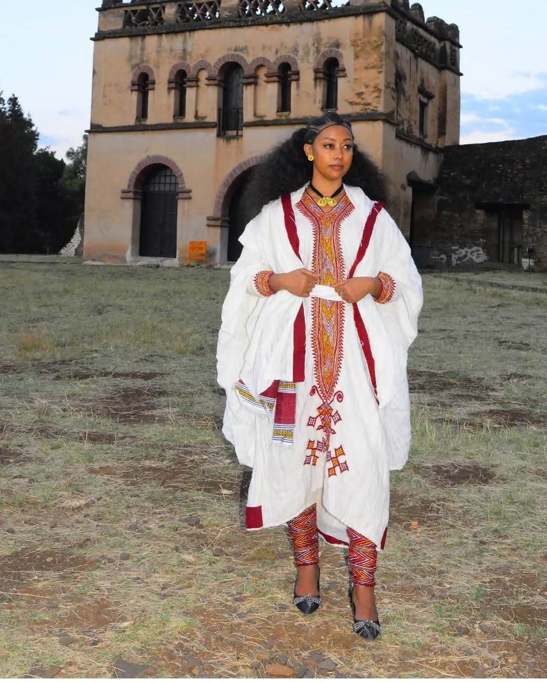 Ethiopian Cultural Dress Gondar Habesha Kemis - የጎንደር ፈትል ቀሚስ - EthGebya