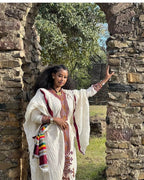 Ethiopian Cultural Dress Gondar Habesha Kemis - የጎንደር ፈትል ቀሚስ - EthGebya