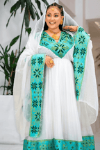 Ethiopian Cultural Dress Zuria Saba Kemis Tilf Habesha Dress - EthGebya